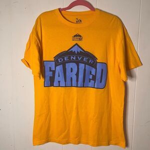 Yellow Denver Nuggets Faried‎ TShirt NBA Majestic Size Large